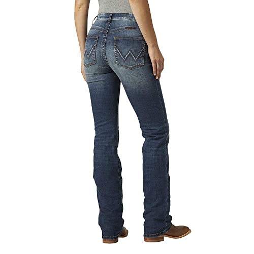 Wrangler Damen Willow Mid Rise Performance Waist Boot Cut Ultimate Riding Jeans, Rebecca, 7W x 36L von Wrangler