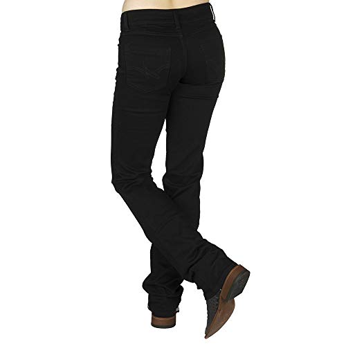 Wrangler Damen Western Mid Rise Stretch Boot Cut Jeans, Schwarz, 5W x 34L von Wrangler