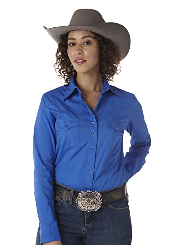 Wrangler Damen Western Yoke Two Snap Flap Pocket Shirt Hemd, königsblau, X-Klein von Wrangler