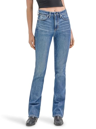 Wrangler Damen X Hot Wheels High-Rise Bootcut Jeans, Denim Dunkelblau, 28-34 von Wrangler