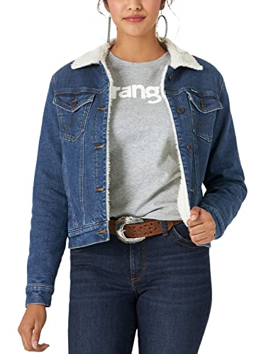 Wrangler Damen gefütterte Jacke mit Sherpa-Futter im Retro-Stil, Denim, XL von Wrangler