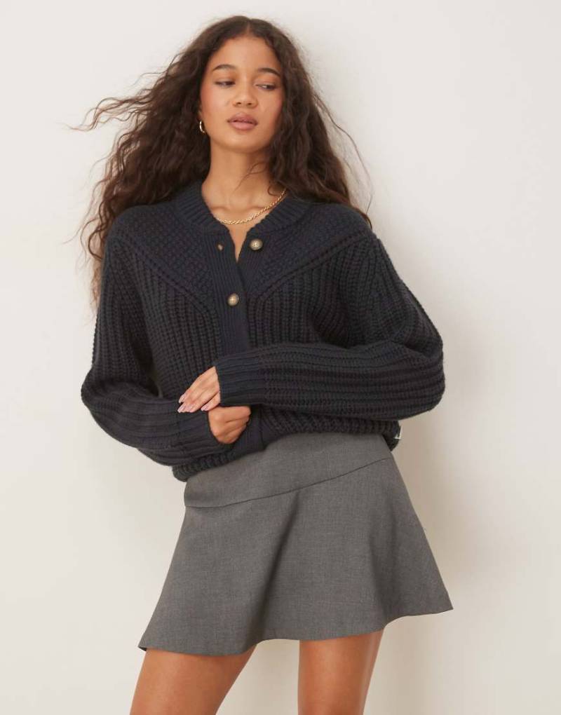 Wrangler - Dicke Western-Strickjacke aus Wollmix in Schwarz von Wrangler