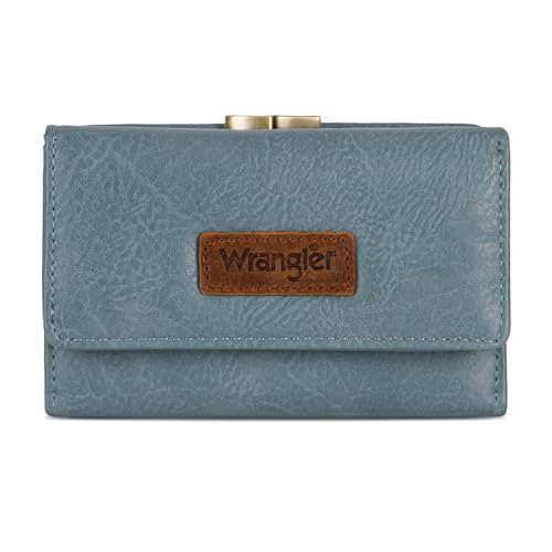 Wrangler Dreifach gefaltete Brieftaschen für Damen, kleines Kreditkartenetui, Retro-Jean, Minimalistisch von Wrangler