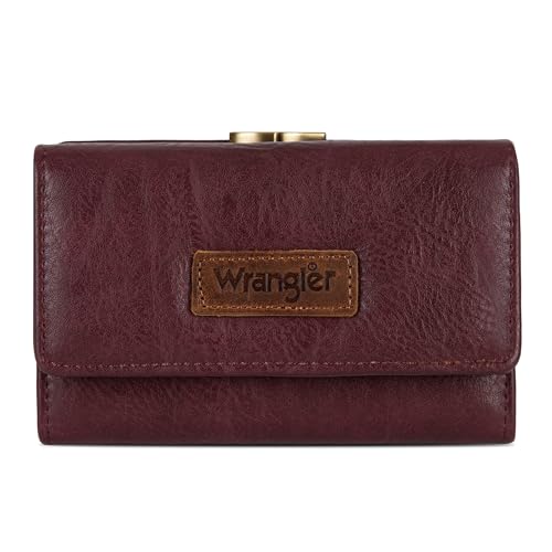 Wrangler Dreifach gefaltete Brieftaschen für Damen, kleines Kreditkartenetui, Retro Lila, Trendig von Wrangler