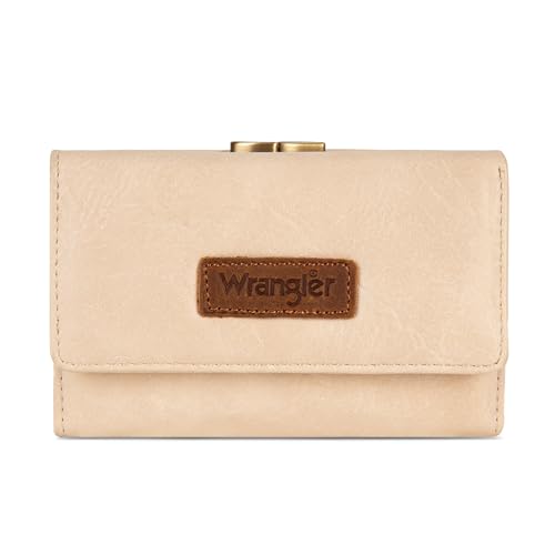 Wrangler Dreifach gefaltete Brieftaschen für Damen, kleines Kreditkartenetui, Retro Tan, Vintage von Wrangler