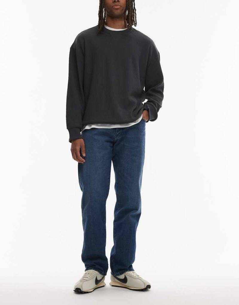 Wrangler - Frontier - Lockere, gerade geschnittene Jeans in verwaschenem Dunkelblau-Marineblau von Wrangler