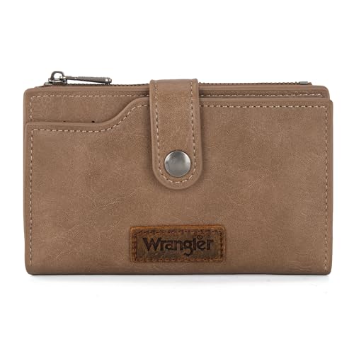 Wrangler Geldbörse für Damen, zweifacher Kartenhalter mit Reißverschlussfach, Clutch-Geldbörse, Khaki, Minimalistisch von Wrangler