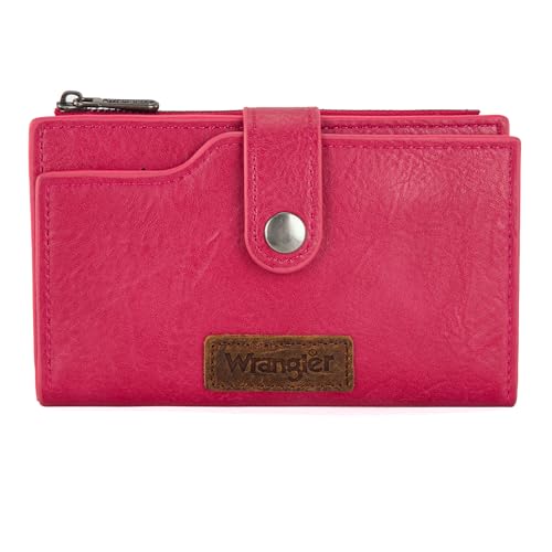 Wrangler Geldbörse für Damen, zweifacher Kartenhalter mit Reißverschlussfach, Damen-Clutch-Geldbörse, Knallpink (Hot Pink) von Wrangler