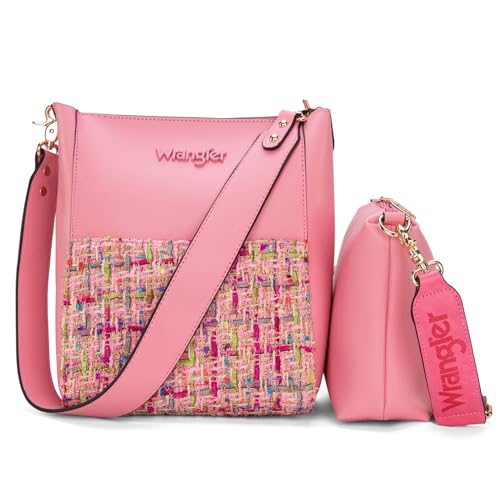 Wrangler Große Umhängetasche für Damen, Eimertasche mit extra Gitarrengurt, A-rosa von Wrangler