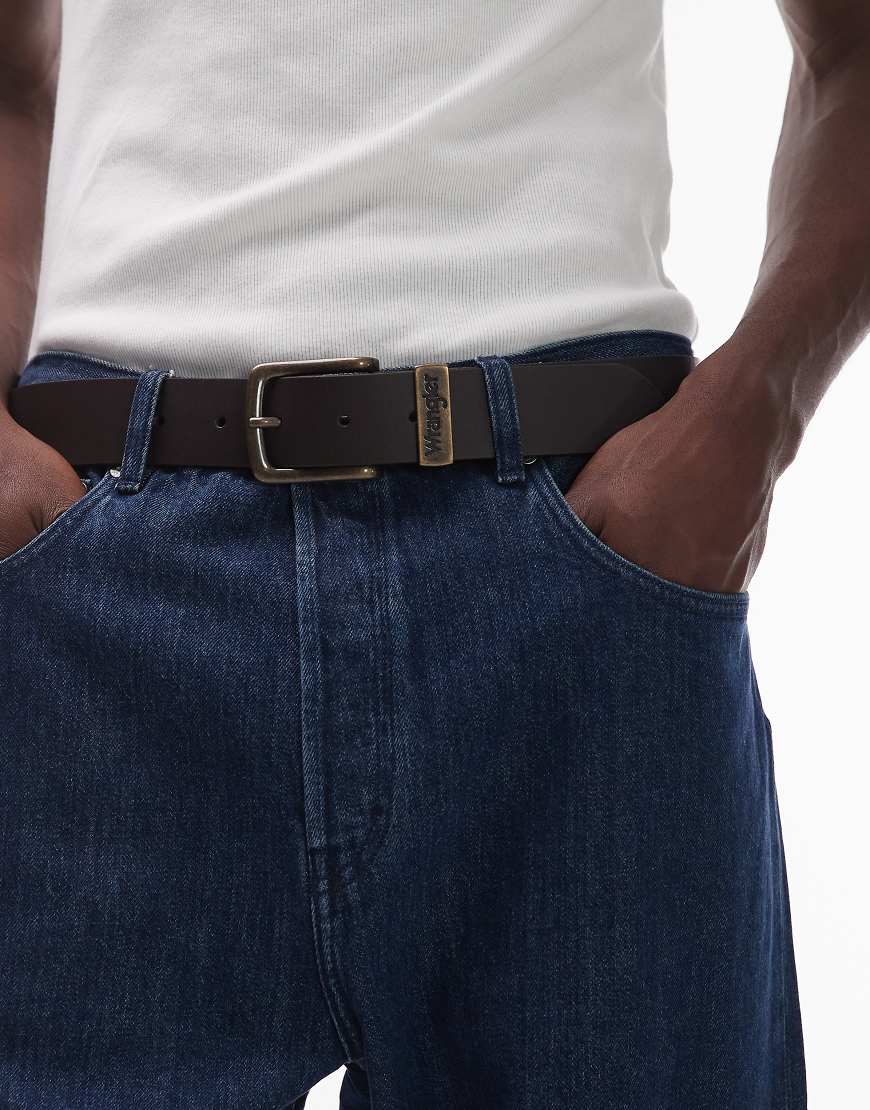 Wrangler - Gürtel aus Leder in Dunkelbraun mit bronzefarbener Schnalle Wrangler - Gürtel aus Leder in Dunkelbraun mit bronzefarbener Schnalle von Wrangler