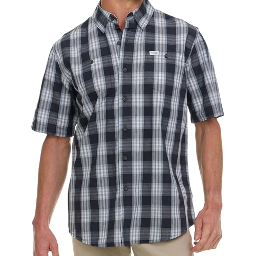 Wrangler Hemd mit Knopfleiste für Herren, groß und groß, kariert, kurzärmelig, Freizeithemd, Blau (Blue Night), 5XL/Tall von Wrangler