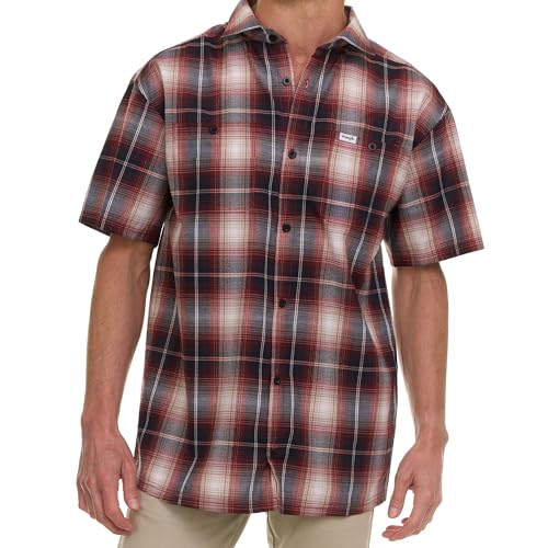Wrangler Hemd mit Knopfleiste für Herren, groß und groß, kariert, kurzärmelig, Freizeithemd, rosewood, 5X Hoch von Wrangler