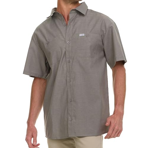 Wrangler Hemden mit Knopfleiste für Herren, groß und groß – Chambray gewebtes kurzärmeliges Freizeithemd, Light Chambray, 4X von Wrangler