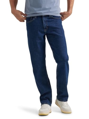 Wrangler Herren Comfort Flex Waist Relaxed Fit Jeans, Dark Stonewash, 32W / 34L von ALL TERRAIN GEAR X Wrangler