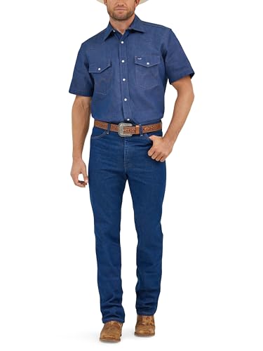 Wrangler Herren Cowboy Cut Western Two Pocket Kurzarm Snap Arbeitsshirt, Blau, 2X von Wrangler