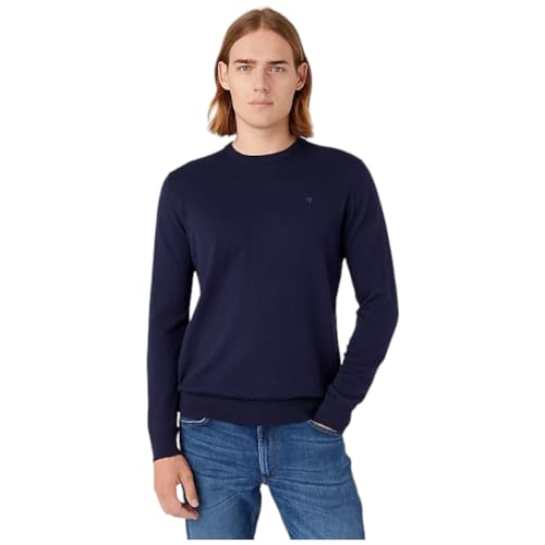 Wrangler Herren Crewneck Knit Sweater, Navy, L EU von Wrangler