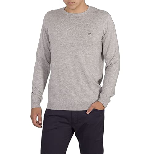 Wrangler Herren Crewneck Knit Sweatshirt, Grau (Mid Grey Mel X37), Large (Herstellergröße: L) von Wrangler