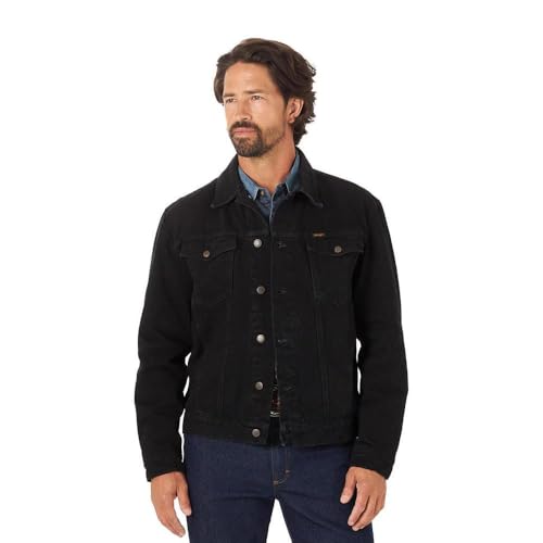 Wrangler Herren Ungefütterte Western-Jeansjacke im Cowboy-Schnitt, Schwarz (Shadow Black), L von Wrangler