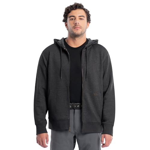 Wrangler Herren Full Zip Hooded Sweatshirt with Front Pouch Pocket Kapuzenpullover, Dunkelgrau meliert, Large von Wrangler