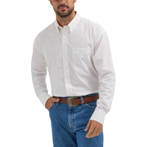 Wrangler Herren George Strait Western Langarm Relaxed Fit Button-Down Hemd, Weiss/opulenter Garten, 3X Hoch von Wrangler
