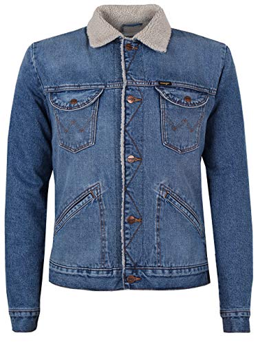 Wrangler Herren Icons Sherpa Jeansjacke, Blau (3 Years 10k), Small von Wrangler