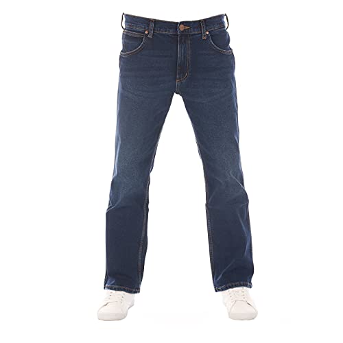 Wrangler Herren Jeans Bootcut Jacksville Hose Blau Jeanshose Männer Baumwolle Denim Stretch Blue w30, Farbe: Classic Blue, Größe: 30W / 32L von Wrangler