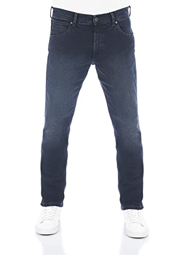 Wrangler Herren Jeans Regular Fit Greensboro Hose Blau Straight Jeanshose Denim Stretch Baumwolle Blue w30, Farbe: Smoke Blue, Größe: 30W / 32L von Wrangler