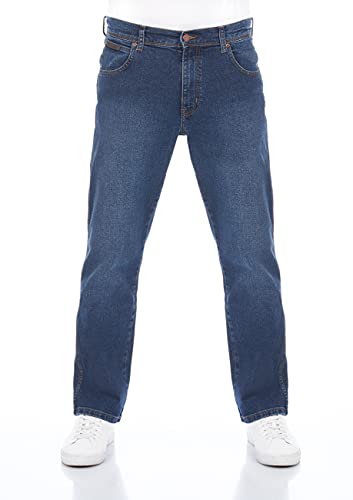 Wrangler Herren Jeans Regular Fit Texas Stretch Hose Blau Authentic Straight Jeanshose Denim Hose Baumwolle Blue w32, Farbe: Blue Blast, Größe: 32W / 30L von Wrangler