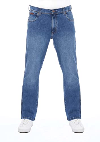 Wrangler Herren Jeans Regular Fit Texas Stretch Hose Blau Authentic Straight Jeanshose Denim Hose Baumwolle Blue w34, Farbe: Blue Whirl, Größe: 34W / 34L von Wrangler