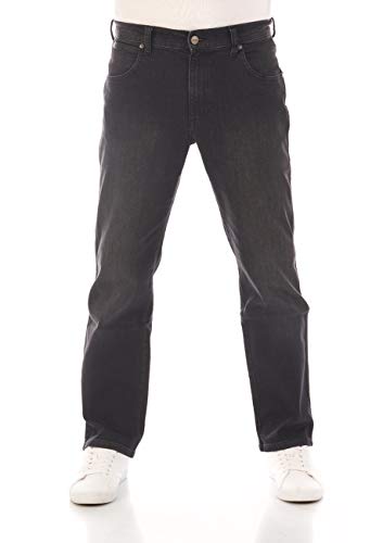 Wrangler Herren Jeans Regular Fit Texas Stretch Hose Schwarz Authentic Straight Jeanshose Denim Hose Baumwolle Black w33, Farbe: Cash Black, Größe: 33W / 36L von Wrangler