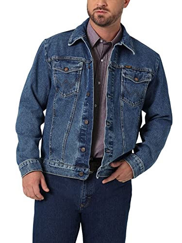 Wrangler Herren Ungefütterte Western Cowboy-Schnitt Jeansjacke, Stonewashed, XXL von Wrangler