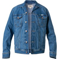 Wrangler Herren Jeansjacke blau Baumwoll-Stretch unifarben von Wrangler