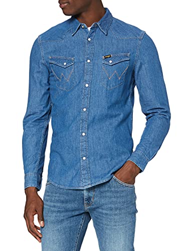 Wrangler Herren LS Western Shirt Freizeithemd, Mid Stone, M von Wrangler