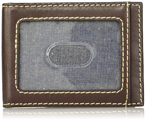 Wrangler Herren Leather Bifold Wallet Geldbrse, Braune Vordertaschen aus Korbgewebe, Einheitsgröße von Wrangler