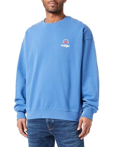 Wrangler Herren Logo Crew Sweatshirt, Federal Blue, L EU von Wrangler