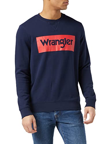 Wrangler Herren Logo Crew Sweatshirt, Navy, 3XL EU von Wrangler