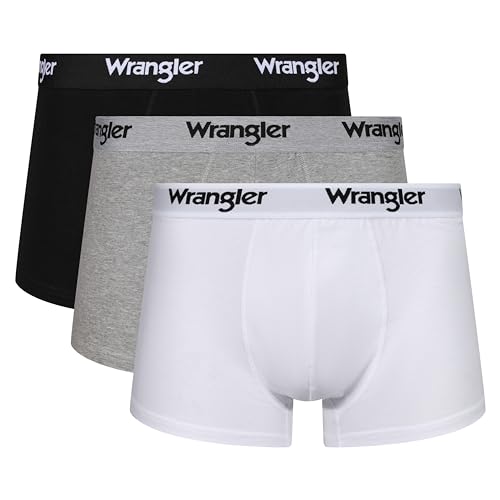 WRANGLER Herren Men's Boxer Shorts Boxershorts, Black/White/Grey Marl, M von Wrangler