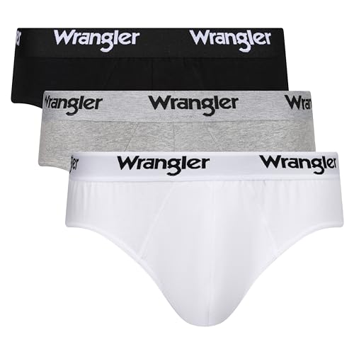 WRANGLER Herren Men's Boxers Briefs Boxershorts, Black/White/Grey Marl, M von Wrangler