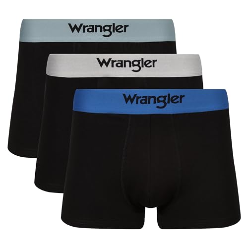 Wrangler Herren Men's Wrangler Boxer Shorts in Black Boxershorts, Black, von Wrangler