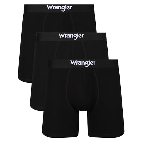 Wrangler Herren Men's Wrangler Boxer Shorts in Black Boxershorts, Black, von Wrangler