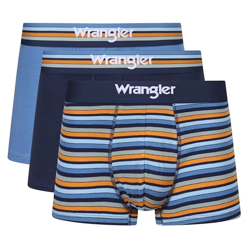 WRANGLER Herren Men's Boxer Shorts in Navy/Stripe/Blue Boxershorts, Navy/Stripe/Federal Blue, von Wrangler