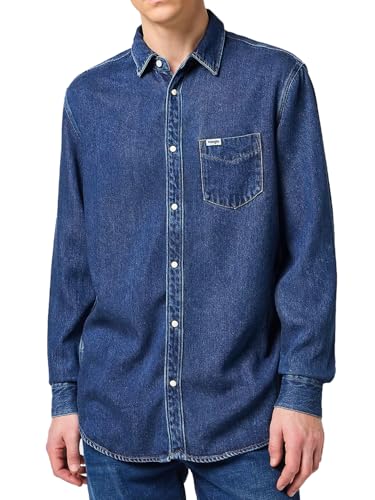 Wrangler - Herren Regular Fit Langarm Jeanshemd Supersoft - 1 PKT Shirt, Größe:L von Wrangler
