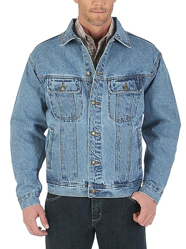 Wrangler Rugged Wear Ungefütterte Jeansjacken für Herren, Vintage-Indigo, Größe XXL, Indigoblau im Vintage-Stil, XXL Wrangler Rugged Wear Ungefütterte Jeansjacken für Herren, Vintage-Indigo, Größe XXL, Indigoblau im Vintage-Stil, XXL von Wrangler