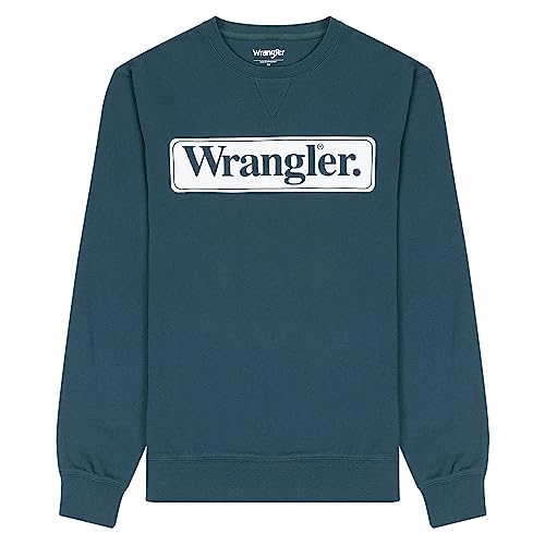 Wrangler Herren Seasonal Crew Sweatshirt, Deep Teal Green, M EU von Wrangler