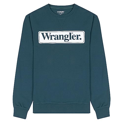 Wrangler Herren Seasonal Crew Sweatshirt, Deep Teal Green, XL EU von Wrangler