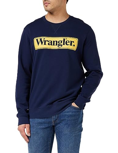 Wrangler Herren Seasonal Crew Sweatshirt, Navy, L EU von Wrangler