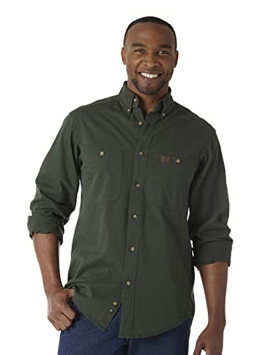 Wrangler Men's Logger Twill Long Sleeve Workshirt SHIRT, Forest Green, L Tall von Wrangler