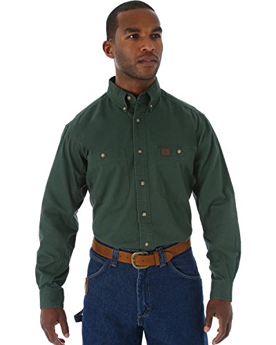 Wrangler Riggs Workwear Men's logger button down shirts, Forest Green, XL Tall UK von Wrangler