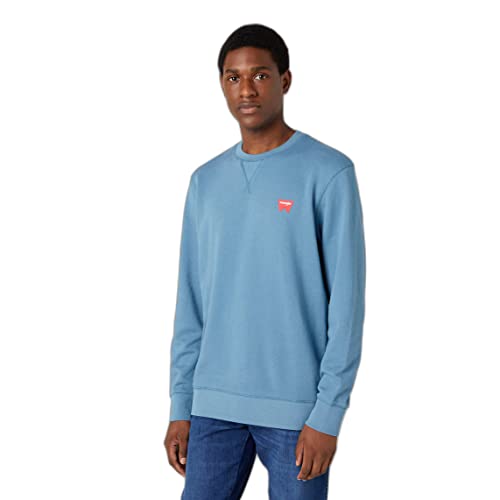 Wrangler Herren Sign Off Crew Sweatshirt, Blau, XXL von Wrangler