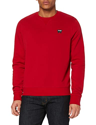 Wrangler Herren Sign Off Crew Sweatshirt, Rot, S von Wrangler